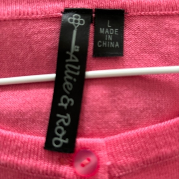 Allie & Rob Women's Hot Pink Button Front Cardigan Sweater Size L 3/4 Sleeve NWT - Picture 7 of 8